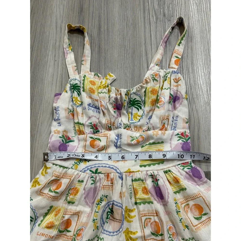 Dotti La Dolce Vita Citrus Fruit Print Linen Blend‎ Sundress cottagecore 4 boho